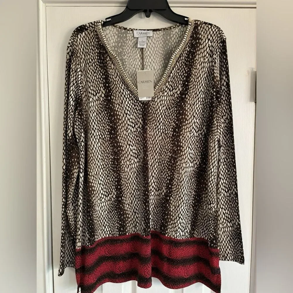 Carmen Marc Valvo Woman Gold Trim Blouse - Picture 6 of 14